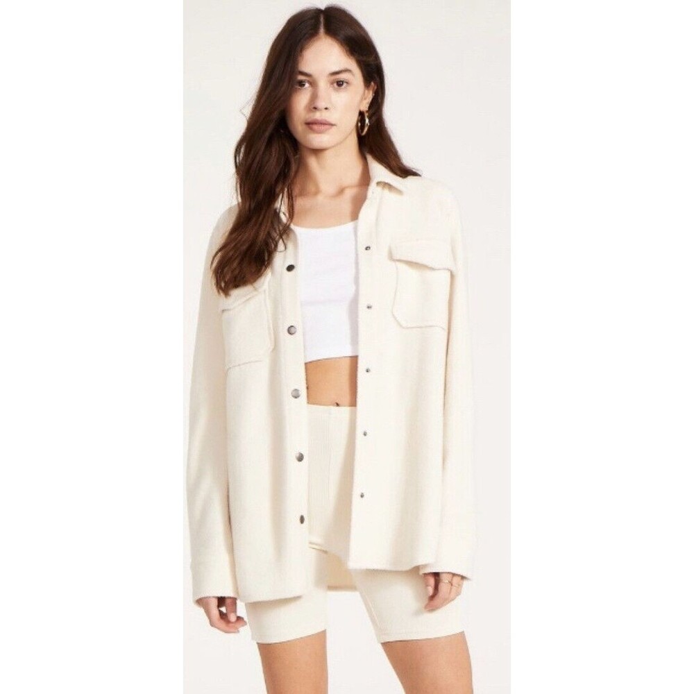 BB Dakota By Steve Madden Womens Oatmeal Daily Grind Jacket Shacket Med Shacket